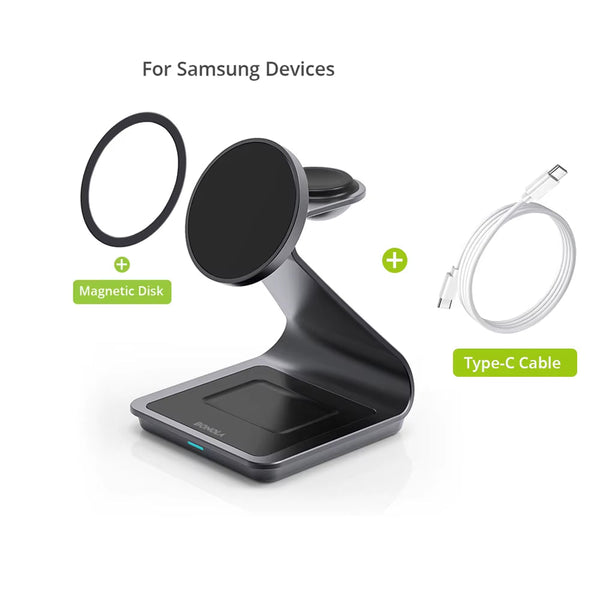 Magnetic 3 in 1 Wireless Charger Station for Samsung S24 Ultra/S23 25W Fast Charging Stand for Galaxy Watch 7/6/5/Earbuds