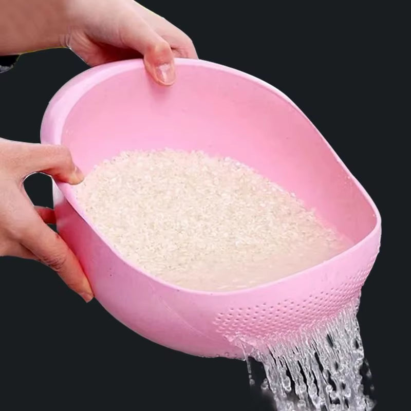 1Pc - Plastic Drain Basket Filter, Rice Bowl, Drain Basket, Fruit Bowl, Laundry Basket, Handle, Home Kitchen Organizer