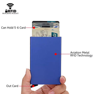 Rfid Smart Wallet Card Holder Metal Thin Slim Men Women Wallets Pop up Minimalist Wallet Small Black Purse Vallet Walets for Men