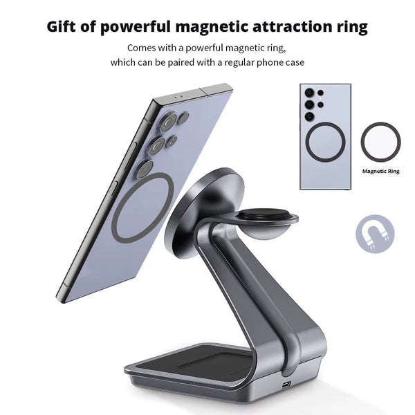 Magnetic 3 in 1 Wireless Charger Station for Samsung S24 Ultra/S23 25W Fast Charging Stand for Galaxy Watch 7/6/5/Earbuds